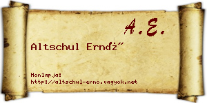 Altschul Ernő névjegykártya